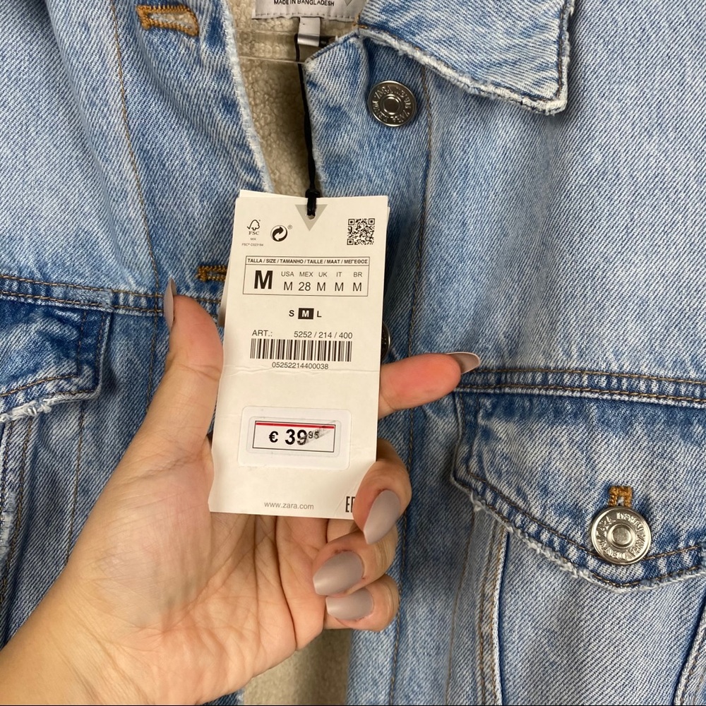 NWT Zara Oversize Denim Jacket w/ Faux Shearling - Picture 3 of 16